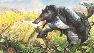 El lobo feroz sopla la casita de paja El lobo feroz sopla la casita de paja