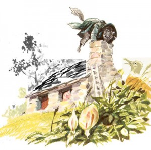 El lobo entra por la chimenea y se quema El lobo entre por la chimenea y se quema